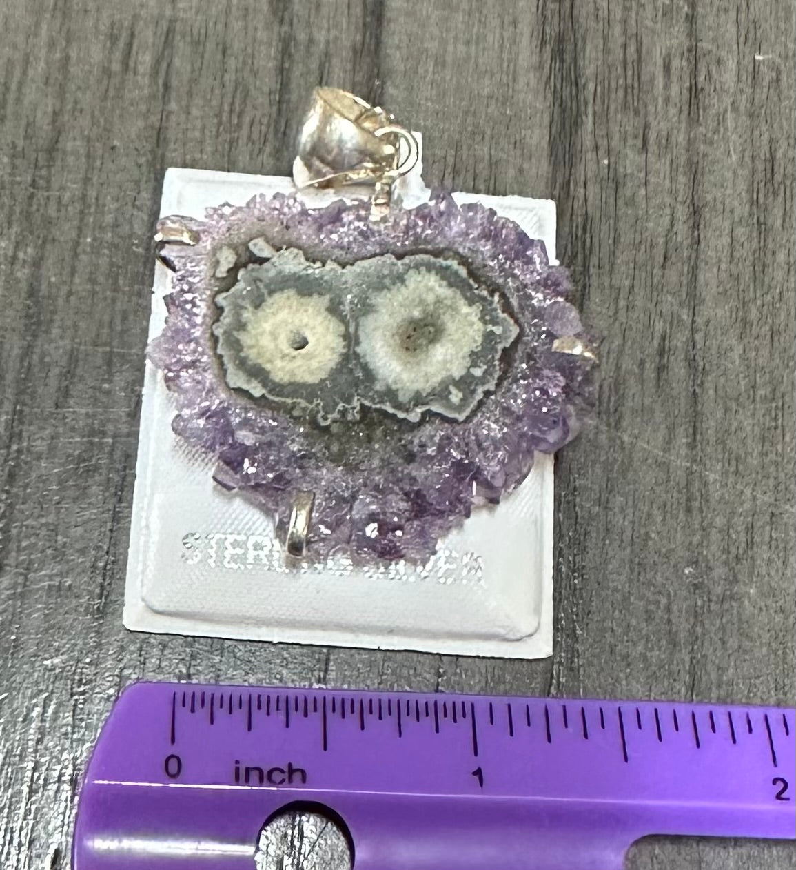 Amethyst Stalactite Slice Sterling Silver Pendant