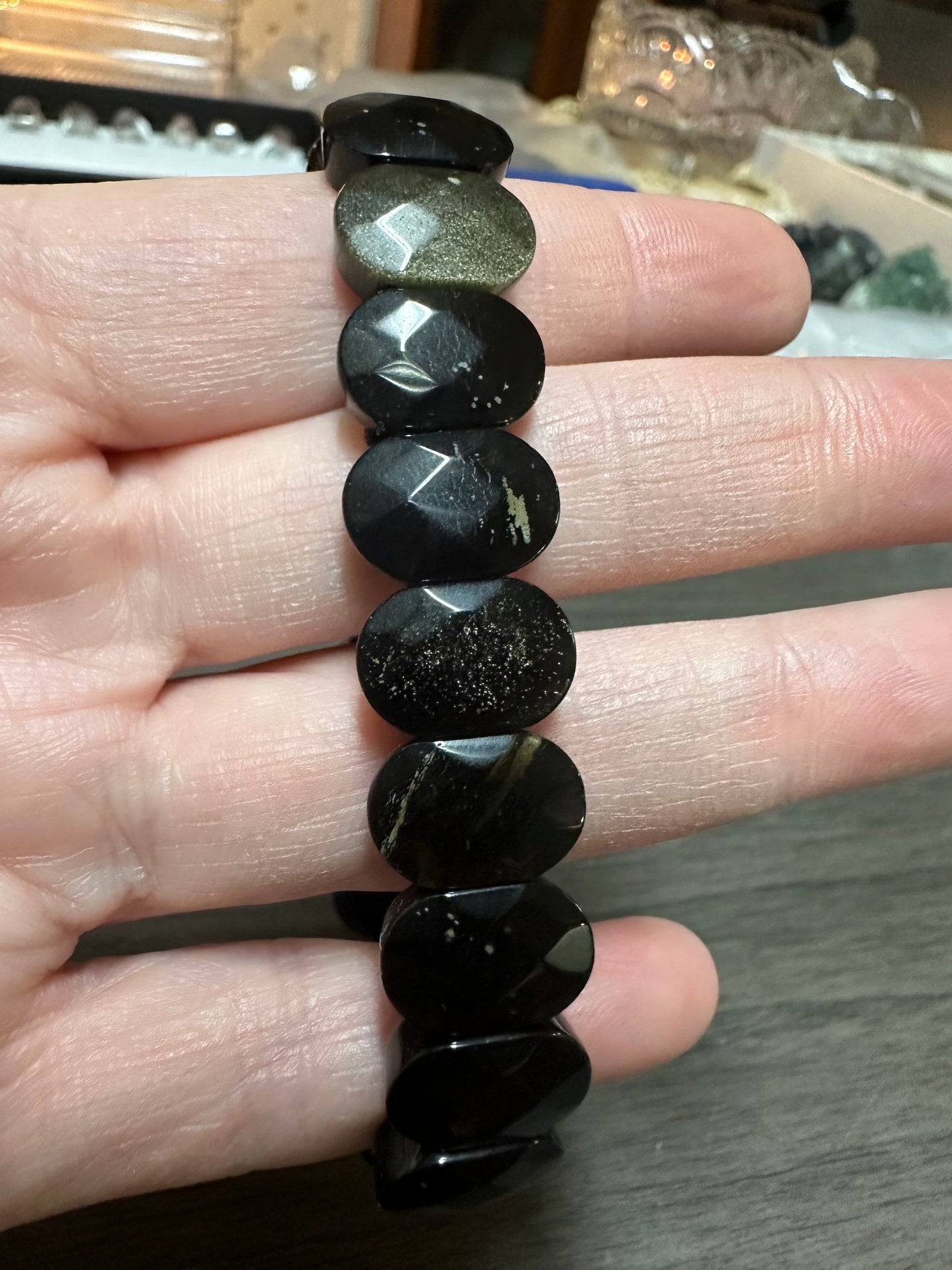 Gold Sheen Obsidian Stretch Bracelet