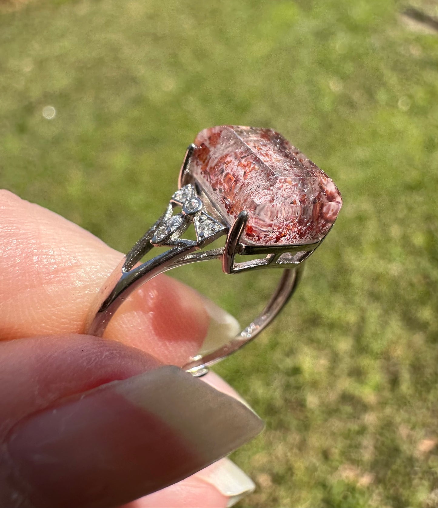 Sterling 925 Super 7 Strawberry Quartz Ring #39