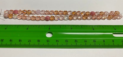 Czech Round Pink/Peach Bead Strand