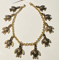 Gold Plated Zinc Alloy Turtle Charm Strand