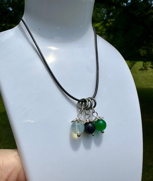 Set of Three Stone/Glass Charm Necklace