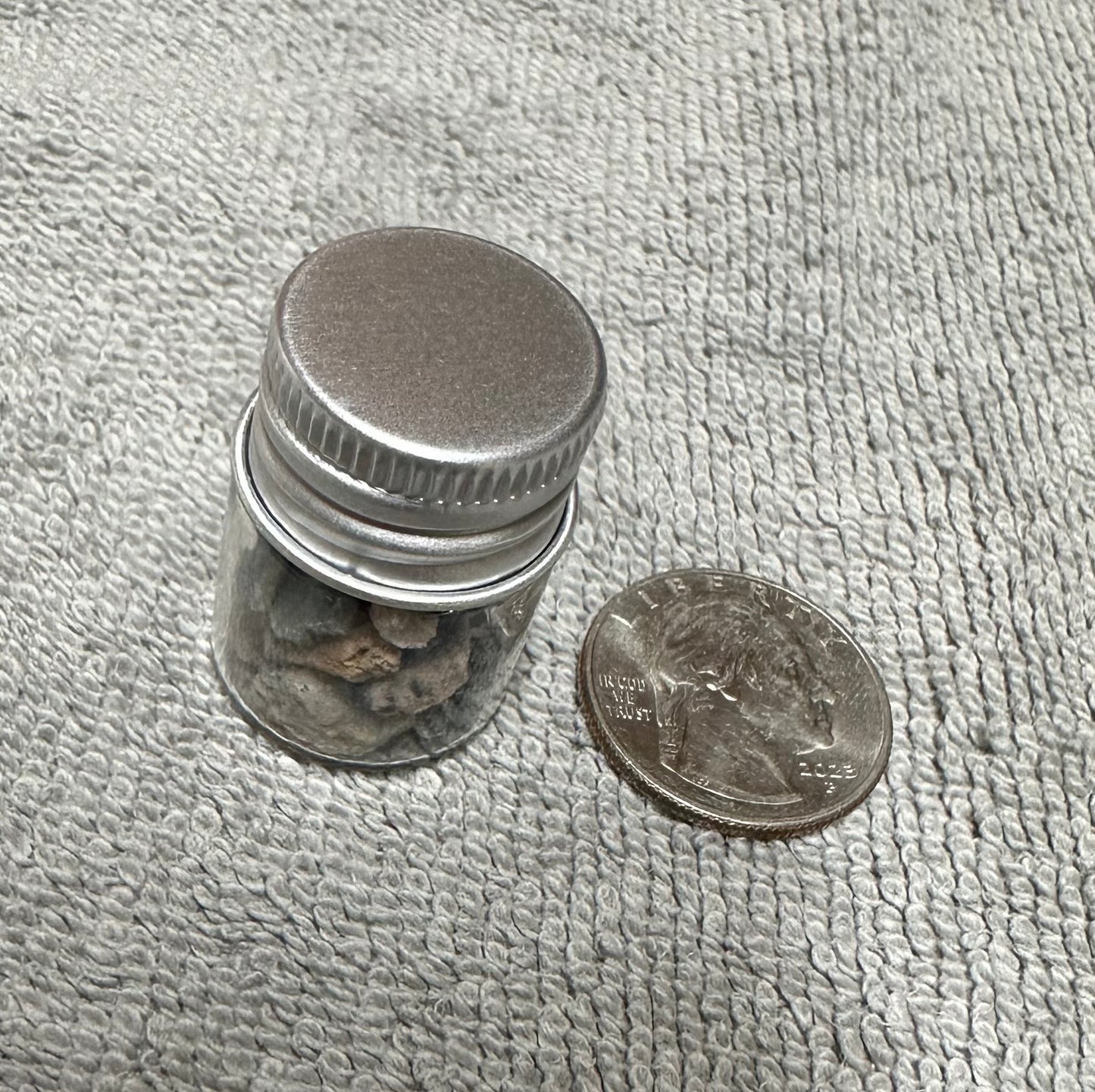 Lazulite Specimen Pieces in Small Jar #2 Graves Mountain