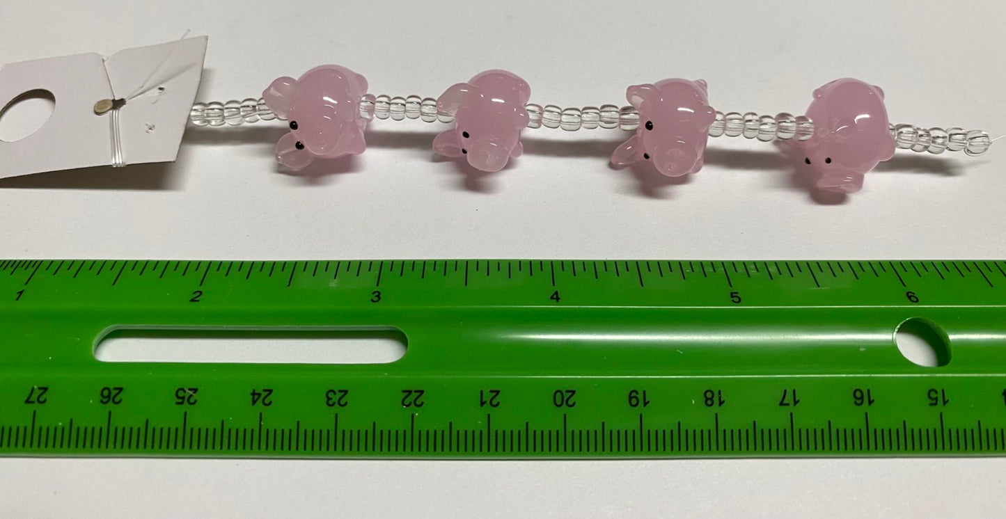 Pink Pig Glass Bead Strand