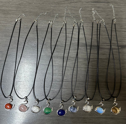 Swan Gemstone Pendant Necklaces