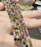 Natural 3mm Faceted Rainbow Tourmaline Necklace