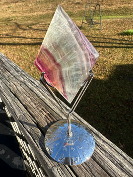 Rhombus Shaped Fluorite Carving with Stand #8