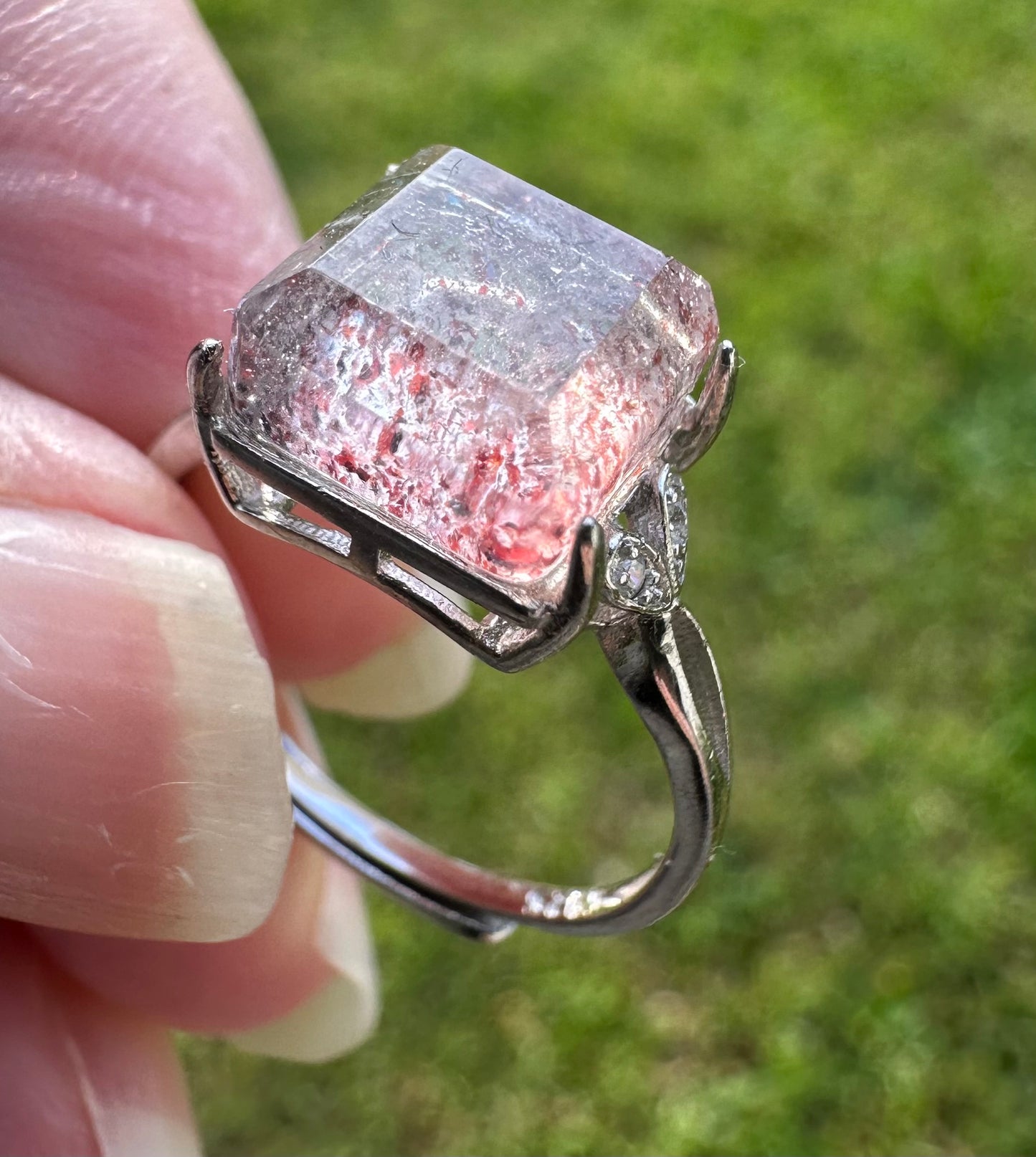 Sterling 925 Super 7 Strawberry Quartz Ring #61