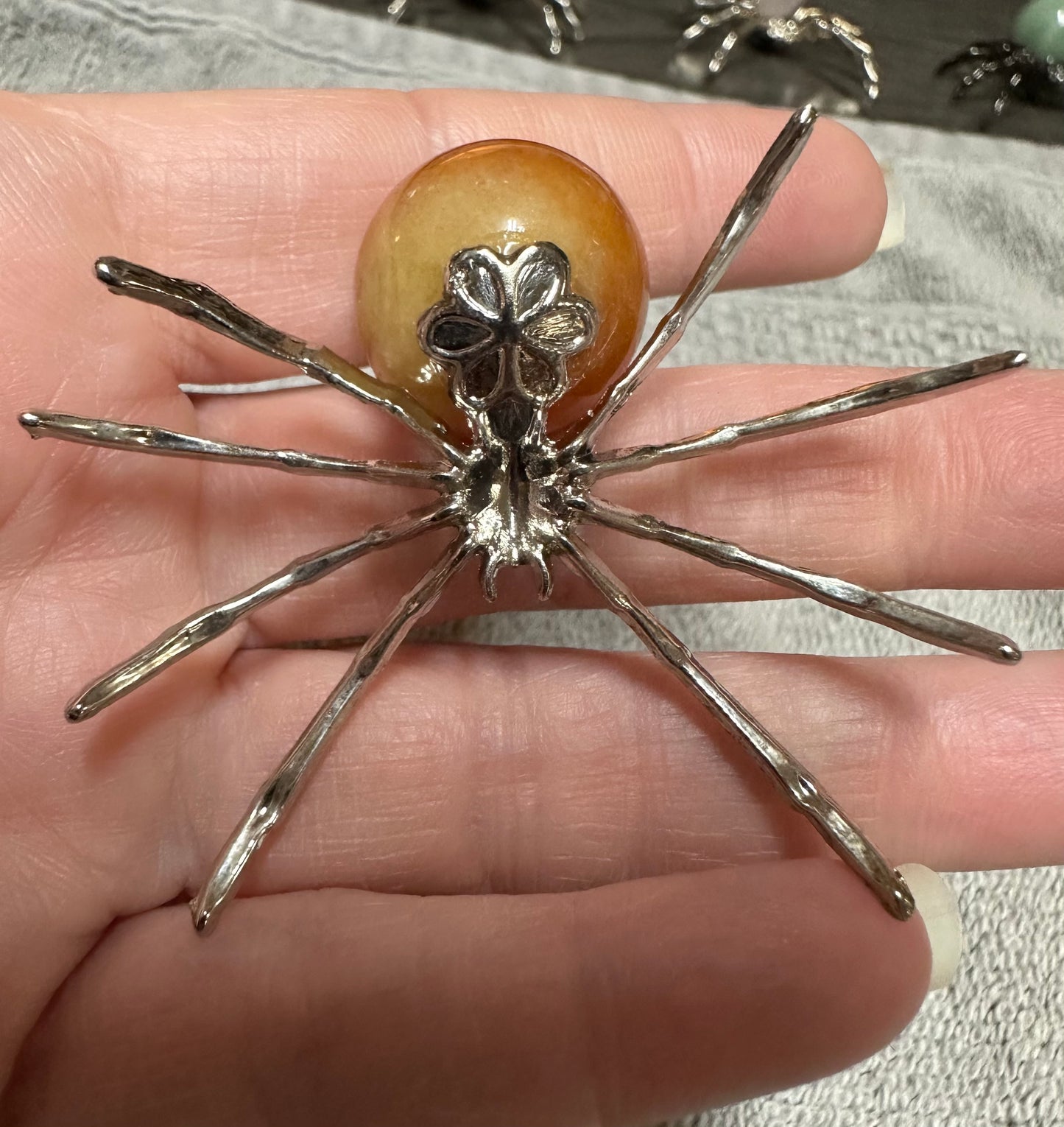 Spider with Orange Aventurine Sphere