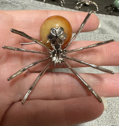 Spider with Orange Aventurine Sphere