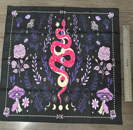 Snake, Flowers & Mushrooms Altar/Tarot Cloth