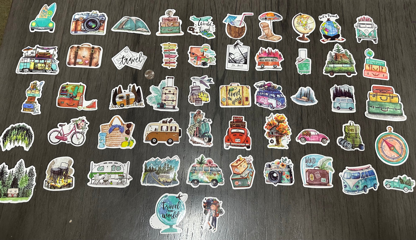 Retro Travel Stickers Set of 52