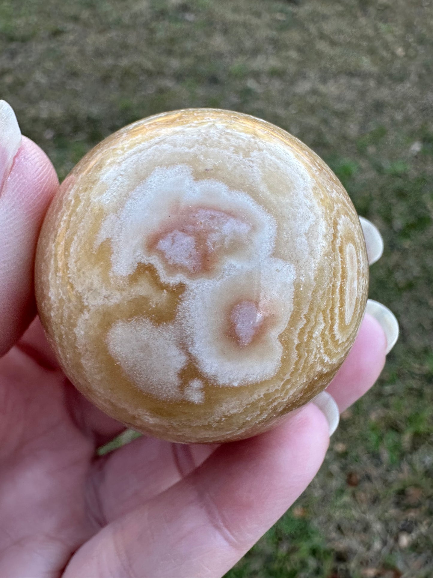 Yellow Calcite Stripe Sphere #6