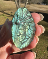 Carved Native American Labradorite with Case #2