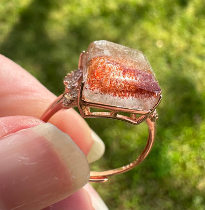 Sterling 925 Super 7 Strawberry Quartz Ring #63