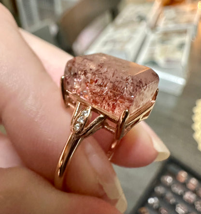 Sterling 925 Super 7 Strawberry  Quartz Ring #1