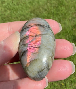 Pinkish Orange Labradorite Palmstone #13