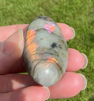 Pinkish Orange Labradorite Palmstone #13