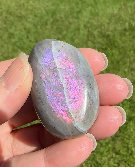 Purple Pink & Blue Labradorite Palmstone #10