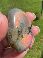 Orange & Pink Labradorite Palmstone #6