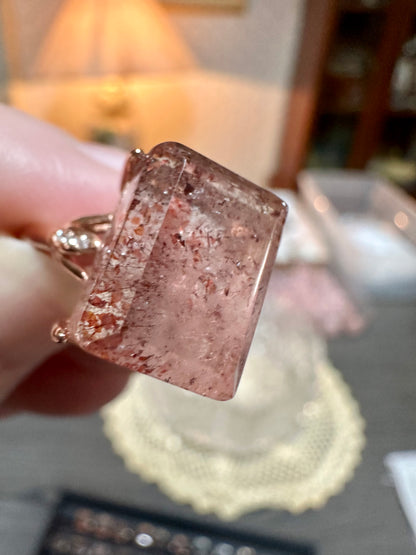 Sterling 925 Super 7 Strawberry  Quartz Ring #1