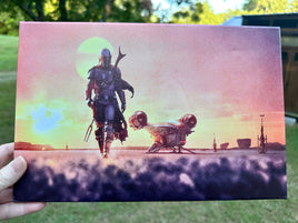 Mandalorian with Ship Framed Canvas Print