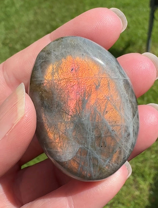 Orange & Pink Labradorite Palmstone #6