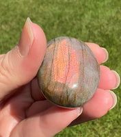 Orange & Pink Labradorite Palmstone #7