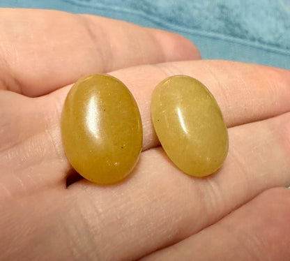 Yellow Aventurine 18x13mm Cabochon Pair