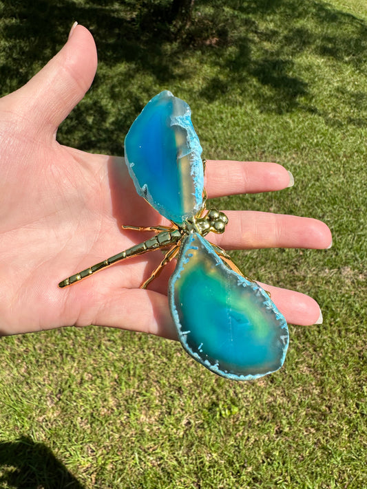 Dragonfly with Agate Slice Wings