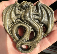 Golden Sheen Obsidian Dragon Carving