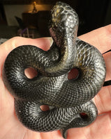 Golden Sheen Obsidian Snake Carving