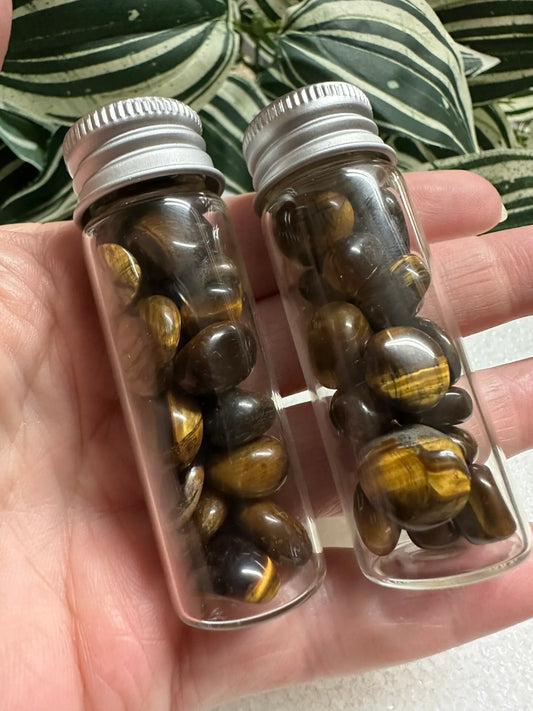 Glass Jar of Polished Tiger’s Eye