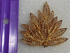 Vintage PIM Piscitelli Gold tone Filigree Leaf Brooch/Pin