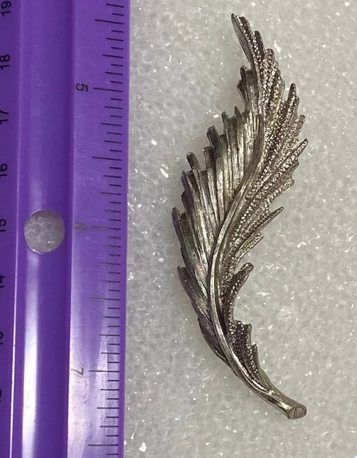 Vintage Silver Tone Leaf Brooch