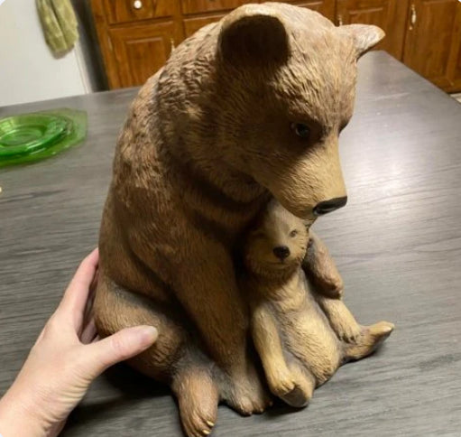 Hand Painted Mama Bear with Baby