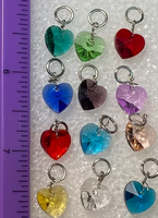 Set of (12) Crystal Heart Pendants