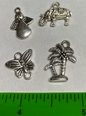 Set Of Four Silver Metal Charms/Pendants Butterfly & More