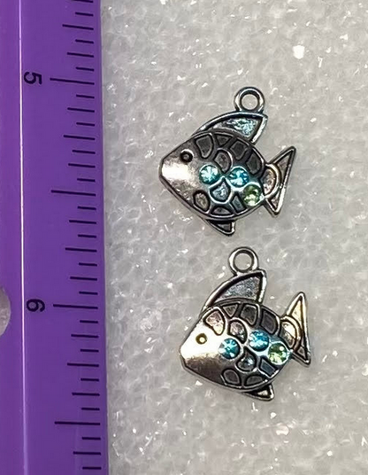 Set of (2) Silvertone Fish Pendants