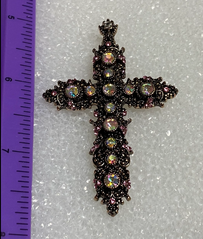 Aurora Borelais Ornate Cross Pendant