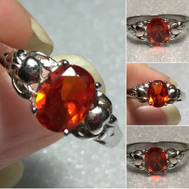 Sterling Silver 8x6mm Oval Orange Cz Ring Sz 7-8 #21