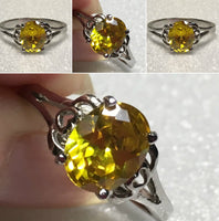 Sterling Silver 9x7mm Oval Yellow Cz Ring Sz 7-9 #2