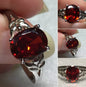 Sterling Silver 9x7mm Oval Amber/OrangeCz Ring Sz 8-9 #36