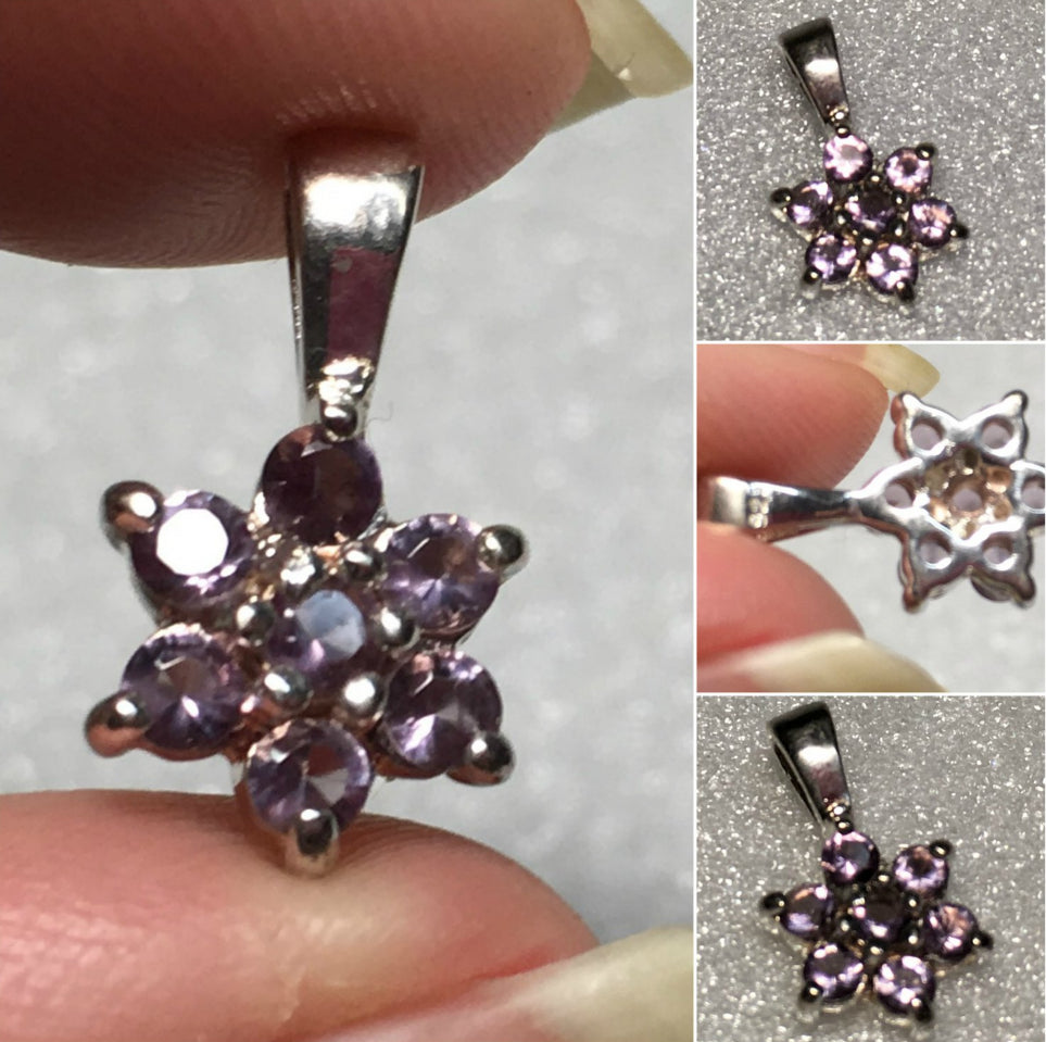 Sterling Silver Created Amethyst Pendant