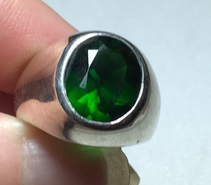 Sterling Silver Created Emerald Ring Sz 7 #11