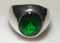 Sterling Silver Created Emerald Ring Sz 7 #11