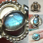 Sterling Silver Handcrafted 9x7mm Labradorite Ring Sz 7 #28