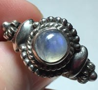 Sterling Silver Handcrafted Rainbow Moonstone (Natural) Ring Sz7-8 #8