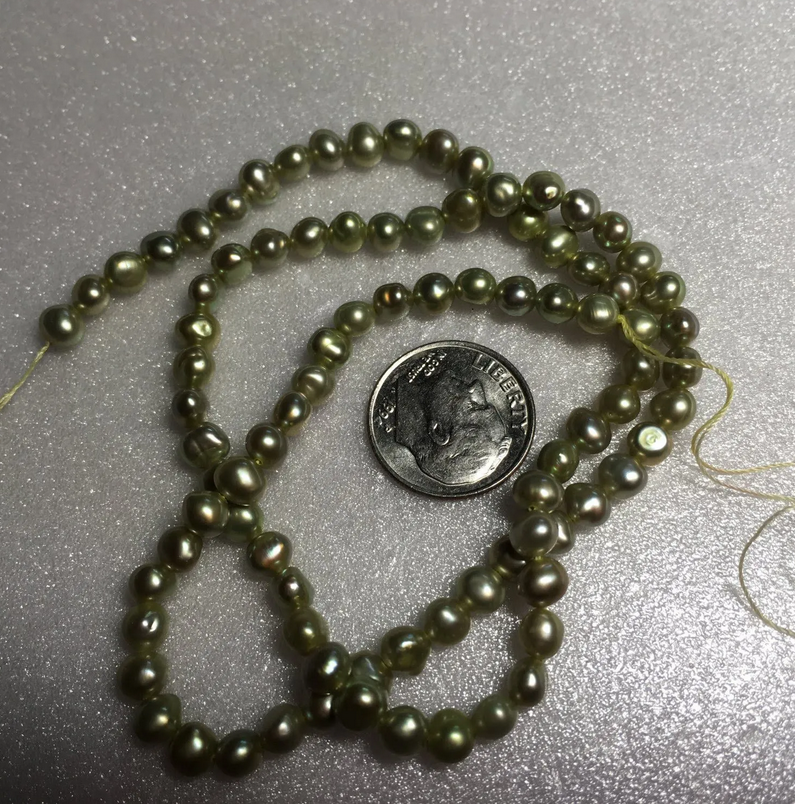 Lime Freshwater Pearl Strand #10