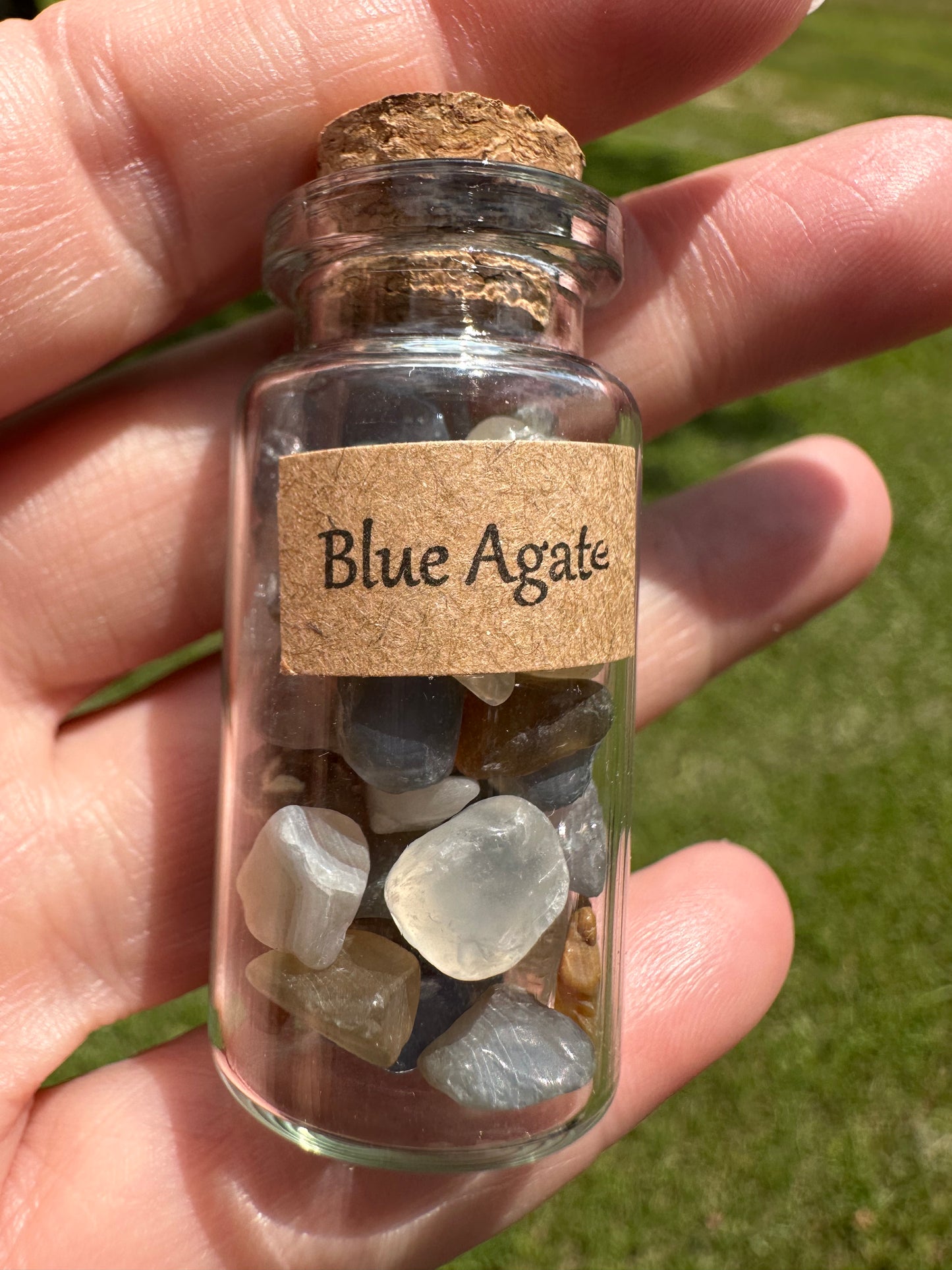 Blue Agate Chips In Bottle